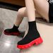 Women's Casual Round Toe Platform Martin Boots With Knit Upper And Rubber Sole For All Seasons Plus Size Short Boots For Women_vogvips.com
