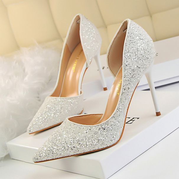 868-8 European And American Style Sexy Nightclub Slimming Women's Thin High Heel Shallow Mouth Pointed Toe Side Hollow_vogvips.com