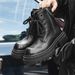 Retro Thick-soled Heightening Tooling Boots Hip-hop Locomotive Boots Niche Design Zhongbang Derby Shoes_vogvips.com