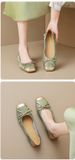 French Single Shoes Women's Flat Bow Grandma Shoes Soft Sole Light Mouth Silver Mary Jane Shoes_vogvips.com