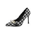 Xiaoxiangfeng High Heels Women, Autumn 2025 New Collection, Thousand Bird Grid, Sharp Head, Water Diamond, Fine Heels,_vogvips.com