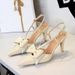 1383-1 French Style Pointed Toe Bowknot Shallow Mouth Backless Single Shoes For Women Cross Strap One-Word Buckle Hollow_vogvips.com