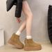 Frosted Leather Platform Thick-Soled Martin 2024 Winter New 8CM Height Increasing Fleece-Lined Short Boots For Petite_vogvips.com