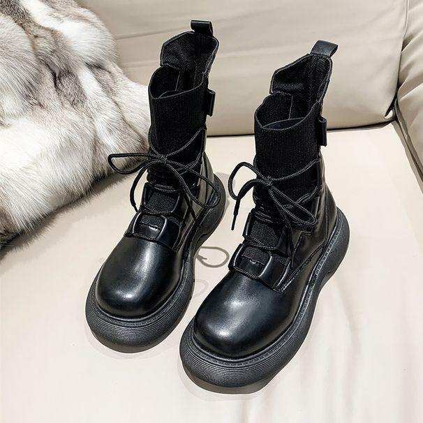 White British Martin Boots For Women, Thin And Small, Thick-soled Heightening Lace-up Versatile Short Boots_vogvips.com