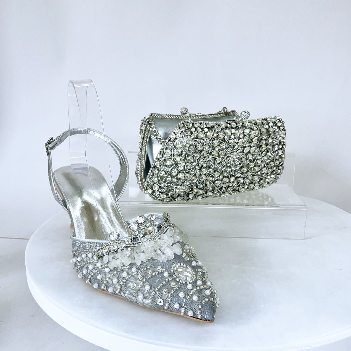 Women's Shoes Pointed Toe Closed Toe Crystal Sandals, New Style, Full Rhinestone Wedding Shoes, Rhinestone Single Shoes, High Heels_vogvips.com