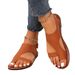 2025 Plus Size Cross-Strap Flat Sandals For Women, Vintage Style Wide Strap Open-Toe Beach Sandals, White_vogvips.com