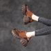 Women's Casual Shoes Made Of Top-layer Cowhide, 2024 Autumn New Model, Genuine Leather, Korean Style, Versatile Lace-up Platform Thick-soled Single Shoes For Women_vogvips.com