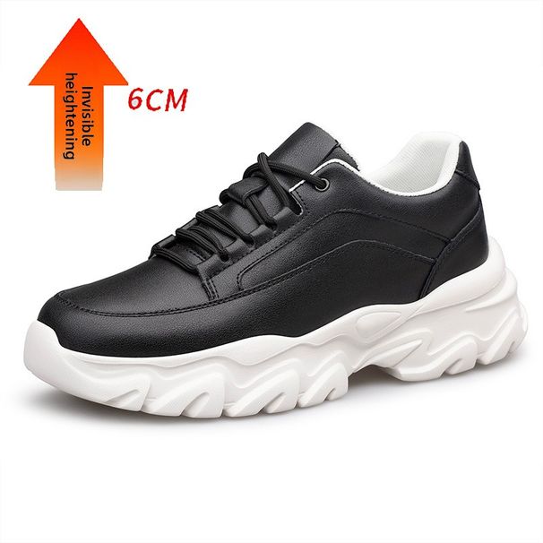 Men's Shoes Inner Height Increase Sports Casual Shoes Low-top Cowhide Surace Thick-soled Running Sports Small White Board Shoes_vogvips.com