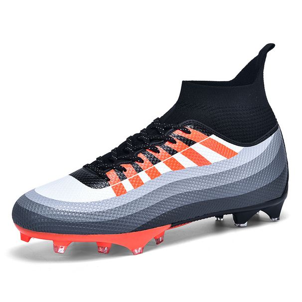 Soccer Mid-High Top Sock Mouth Mesh Fabric Surface Long HG Stud FG Broken Studs Flat Sole TF Sports Shoes_vogvips.com
