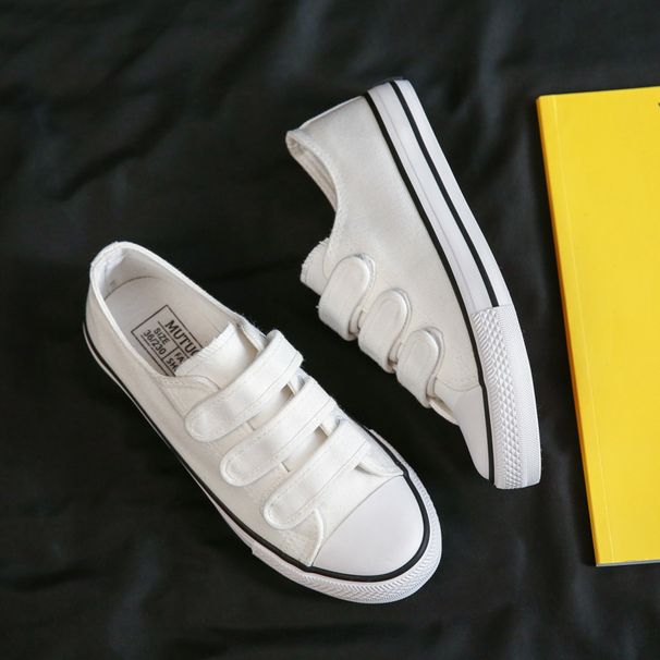 Fubu 2025 Spring Low Top Korean Edition Velcro Canvas Female Ins Student Board Lazy White Shoes F003_vogvips.com