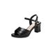 Women's Sandals Soft Leather Platform Sandals Women's Thick Heel Medium Heel Fish Mouth Sandals Mother One-word Buckle_vogvips.com