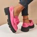 Loafers Women's Bow Platform Small Leather Shoes Retro Single Shoes Loafers_vogvips.com