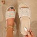 Women's European Size Summer Bohemian Vacation Beach Style Breathable Non-Slip Slip-On Linen Flat_vogvips.com