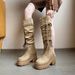 Western Style Height-Increasing Long For Women, Autumn And Winter, Petite Thick-Soled Pleated Over-the-Knee Tassel_vogvips.com