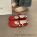 High-end Design Sense Niche Mary Jane Split-toe Women's 2025 Spring And Autumn New Korean Style Pig Trotter Red Single_vogvips.com