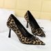 6316-A5 European And American Sexy Retro Leopard Print High-heeled For Women, Pointed Toe, Shallow Cut, Bowknot,_vogvips.com