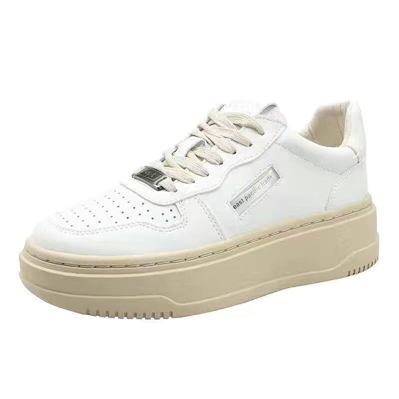 Women's Korean Style Casual Sports Shoes Platform Height Increasing Versatile White Sneakers_vogvips.com