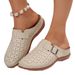 Women's Shoes Plus Size Hollowed Out Platform Slippers For Women, Retro Style, Buckle, Lazy Backless Half Slippers._vogvips.com