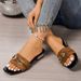 Women's Chunky Heel Slippers Square Toe Chain Low Heeled Shoes plus Size New Summer Style_vogvips.com