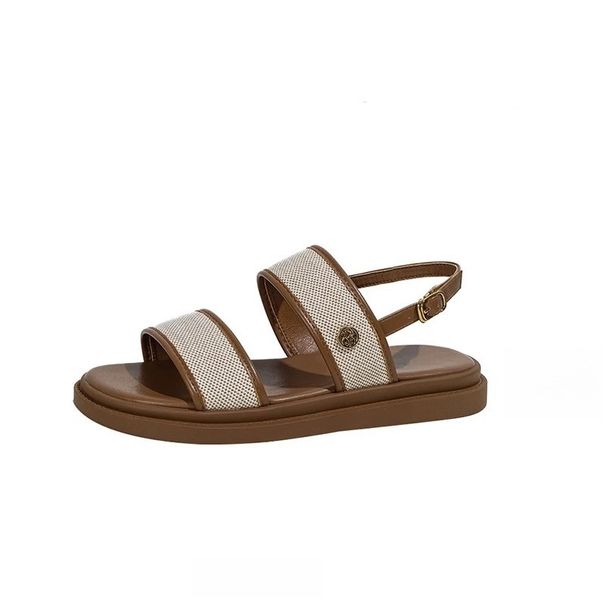 Wakaki beach flat-bottomed buckle outer sandals for women 2024 summer new fashion casual all-match Roman sandals_vogvips.com