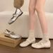 Soft Leather Version ~ 5cm Internal Height Increase, Shallow Mouth, New Spring Mary Jane Women's Cute Bow Ballet Silver_vogvips.com