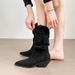2025 Autumn Winter New Suede Pointed Toe Wedge Short Mid Calf High Heel Slouch Western Cowboy Boots_vogvips.com