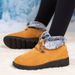 Flat Snow For Women 2025 Autumn Winter New Large Size Round Toe Lace-up Thickened Short Boots_vogvips.com