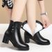 ShoeVault 2024 New Autumn Winter Short Thick Plush Lined Soft Leather Mid Shoes High Heel Martin Women's Cotton Boots_vogvips.com
