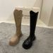 Long For Women 2024 Autumn Winter New Korean Style Versatile High With Back Zipper Slim Over-the-Knee Mid-Calf Boots_vogvips.com