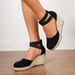 Foreign Trade 2022 Spring/Summer New Wedge Sandals Straw Weave Large Size 43 Cross-Border Women's Shoes_vogvips.com