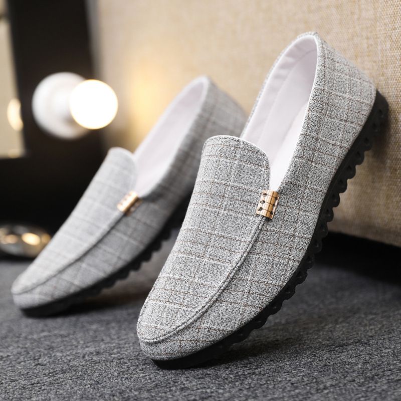 Men’s Shoes Men's Autumn Breathable Canvas Shoes Versatile Moccasins Men's Casual Shoes Korean Style Trendy Slip On Lazy Shoes_vogvips.com