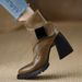 Women's Pointed Toe Metallic Detail Vintage Boots With Hidden Platform Chunky Heel Fashion Ankle Booties High Heeled Fashion Boots._vogvips.com