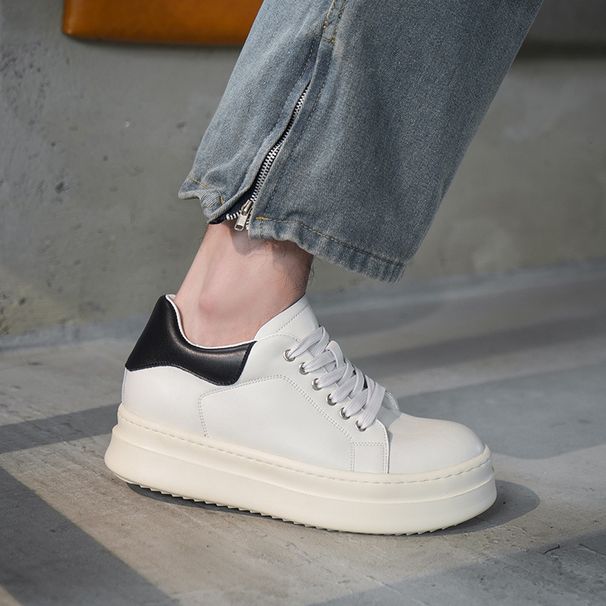 Height-increasing Leather Men And Women Couple Shoes Thick Baseplate Shoes Casual Shoes Heightening Muffin_vogvips.com