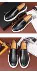 Mens Brown Leather Penny Loafers Shock Absorbing With White Rubber Sole_vogvips.com