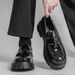 Cross-border Men's Large-sized Shoes With Platform Soles, Thick-soled Brogue Shoes, British Style Smooth Patent Leather_vogvips.com