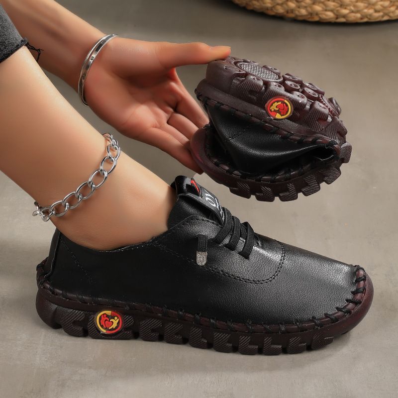 Women's White Sneakers 2025 Spring Summer Casual Shoes Soft Rubber Sole Handmade Stitching Flat Comfortable Round Toe_vogvips.com