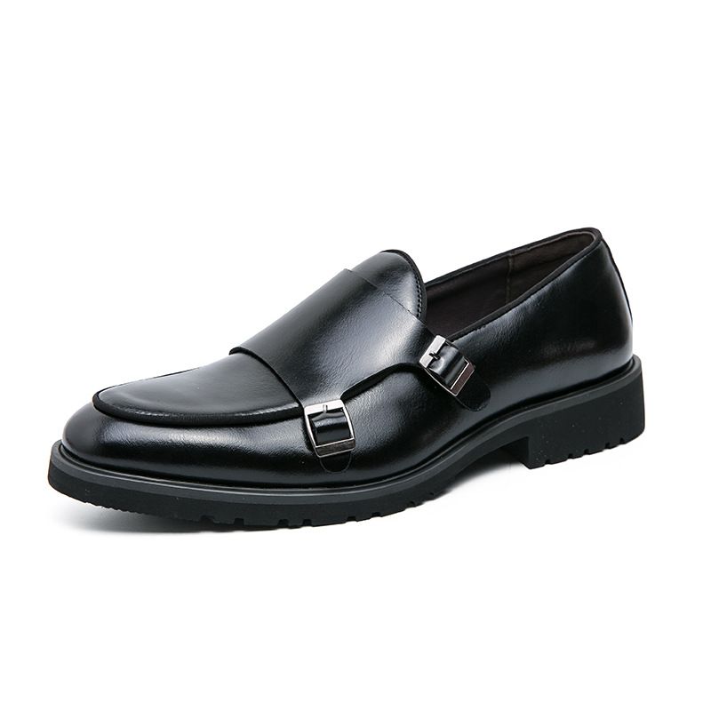 Men's Solid Color Platform Dress Leather Shoes Office Loafers_vogvips.com