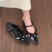Hidden Heel Silver Closed-Toe Half Slippers For Women, Outdoor Wear, 2025 New Spring/Summer Mary Jane Bowknot Single_vogvips.com