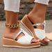 Foreign Trade Plus Size European And American Summer New Wedge Thick Sole Peep Toe Slippers Height Increasing Casual_vogvips.com