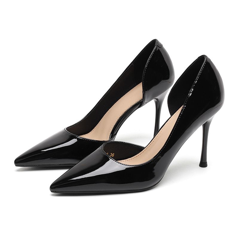 MTX 966-A5 Korea Style Fairy Wid Patet Leather High Heels 2026 Sprig New Solid Color Poited Toe Stiletto Shoes For_vogvips.com