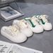 Breathable Mesh Bread Head Half For Women's Summer Outwear New Versatile Thick Sole Casual Step On Lazy Slippers_vogvips.com