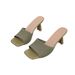 Women's Large Size High-heeled Sandals For Foreign Trade, 2026 New Model, Solid Color Fly-knit Slip-on Sandals,_vogvips.com