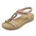 5012-8 New 2025 Bohemian Rhinestone Sandals Casual Comfortable Latex Massage Thick Sole Large Size Flat Shoes_vogvips.com