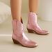 Plus-size Women's Ankle Boots Fashion Embroidered Round Toe Western Cowboy Boots_vogvips.com