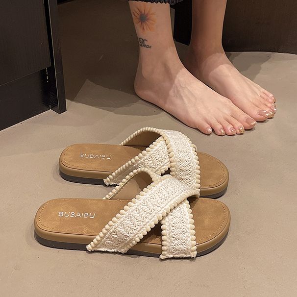 2025 Summer New Style One-Strap Cross Breathable Outdoor Open-Toe Vacation Lazy Beach Slippers_vogvips.com