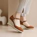 2021 Spring New Shoes: Suede Wedge Heel Sandals With Thick Sole, Shallow Mouth, Single Strap Buckle, Women's High Heels_vogvips.com