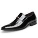 Melden 7701 cross-border crocodile pattern men's patent leather business leather shoes slip-on pointed toe slim leather shoes men's shoes_vogvips.com