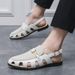 Large Size Fisherman Leather British Summer Breathable Hollow Out Men's Shoes Buckle Formal Sandals_vogvips.com