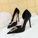 626-K8 Style Banquet Thin Heels, Shallow Mouth, Pointed Side Hollow, Sexy And Slim Metal Water Diamond Buckle High Heel_vogvips.com