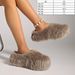 Modern Slippers Women's Faux Fur Adult Platform Mule Shoes Thick Sole Slides_vogvips.com